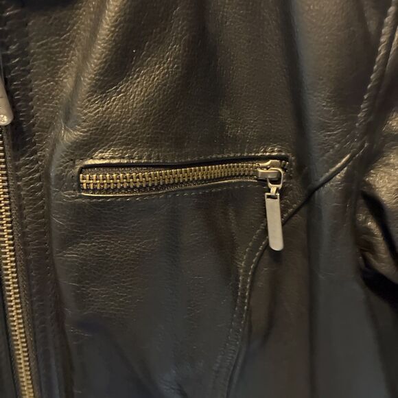 Harley Davidson Womens Medium Black Leather Rhinestone Jacket Moto Biker - Picture 4 of 12